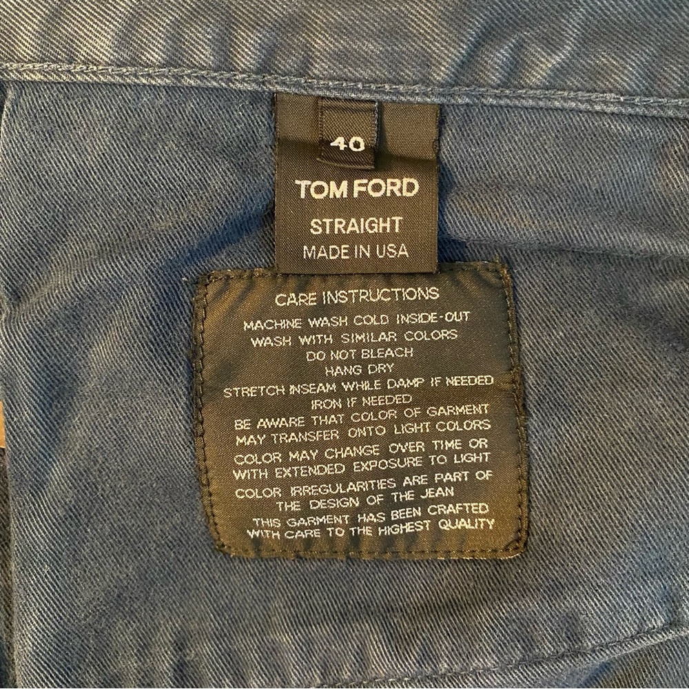 Tom Ford Mens Straight Leg Slim Fit Navy Blue Jeans Trousers, Size 40x29 - Picture 7 of 7